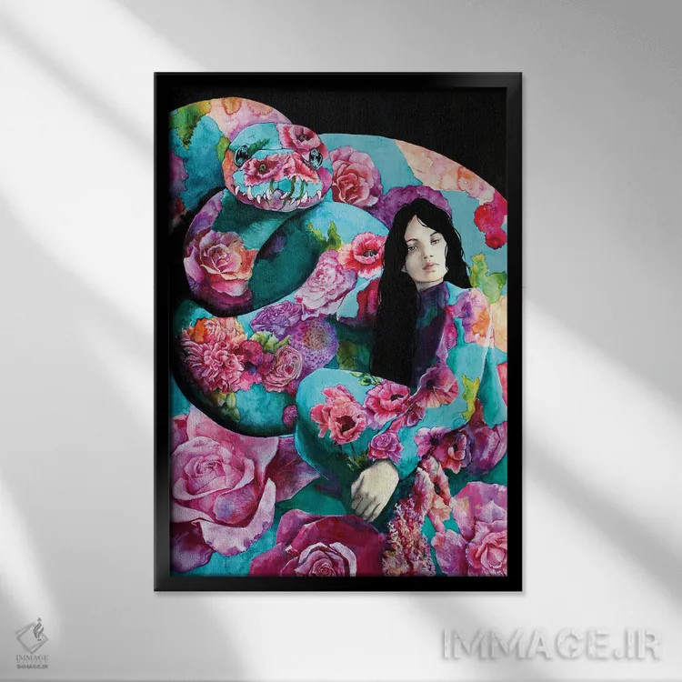 تابلو دکوراتیو فلورا اثر کریس جیمز - نمای قابدار مشکی