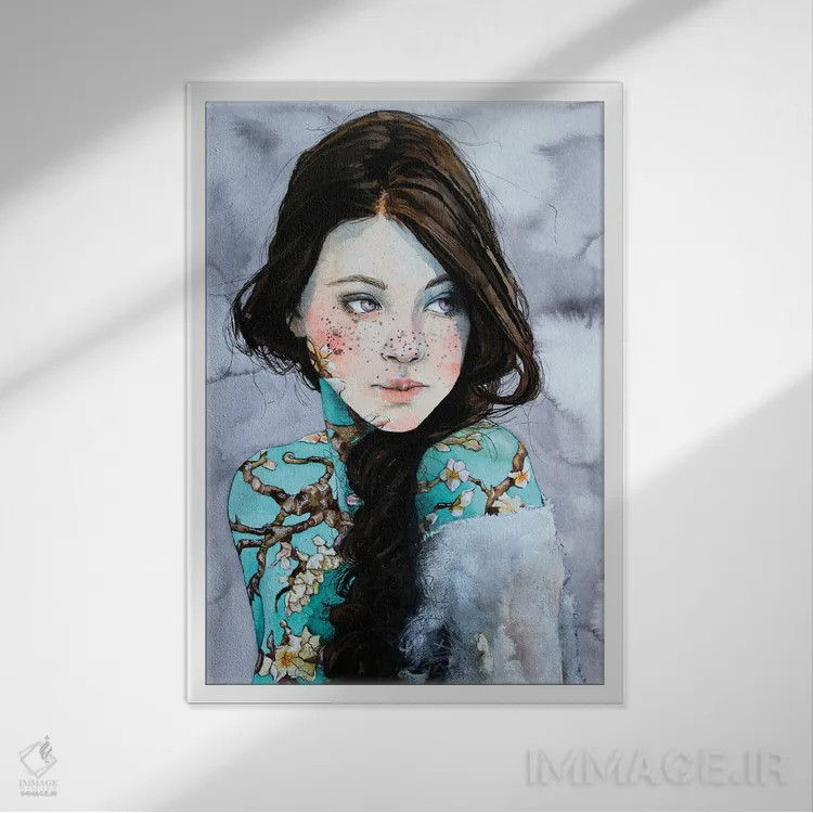 تابلو دکوراتیو شکوفه بادام اثر کریس جیمز - نمای قابدار سفید