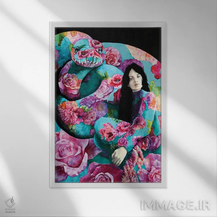 تابلو دکوراتیو فلورا اثر کریس جیمز - نمای قابدار سفید