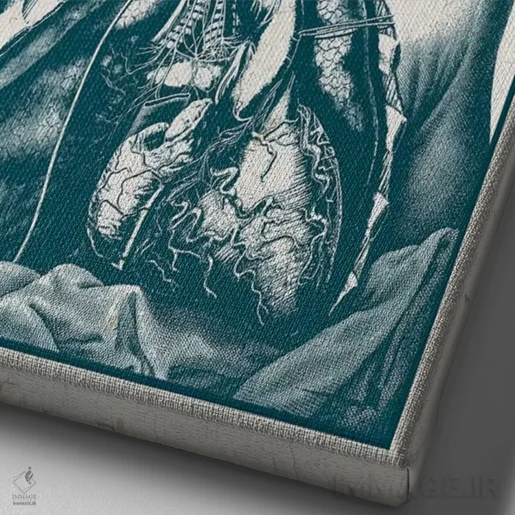 تابلو دکوراتیو کالبدشکافی قفسه سینه و گردن اثر چارت اسمارت دکور - نمای نزدیک بافت بوم