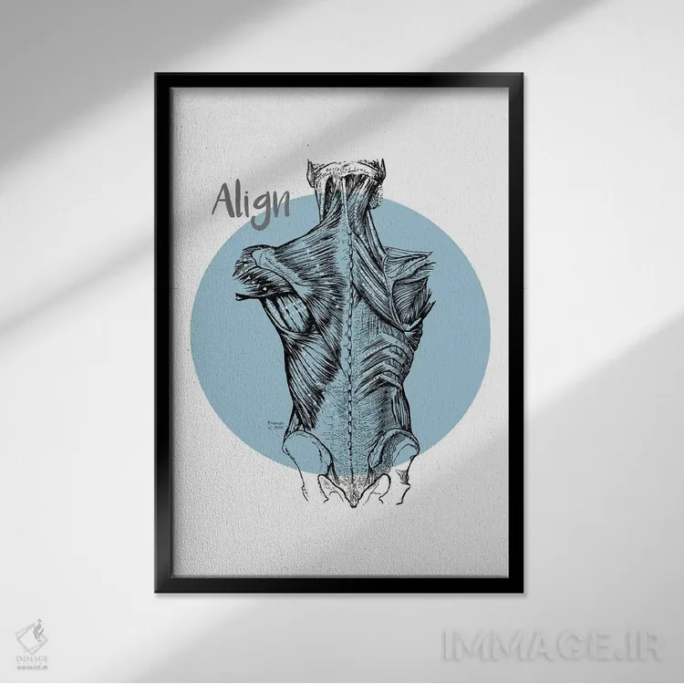 تابلو دکوراتیو تراز عضلات کمر اثر چارت اسمارت دکور - نمای قابدار مشکی