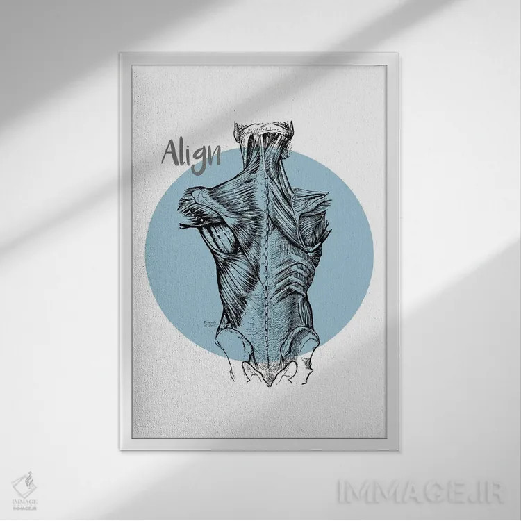 تابلو دکوراتیو تراز عضلات کمر اثر چارت اسمارت دکور - نمای قابدار سفید