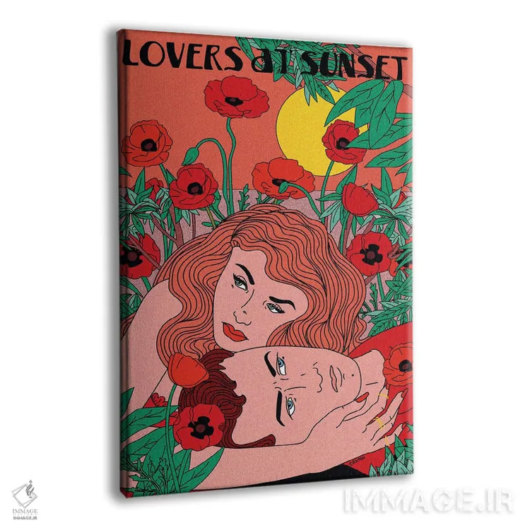 تابلو دکوراتیو عاشقان هنگام غروب اثر کازمو - نمای پرسپکتیو محصول