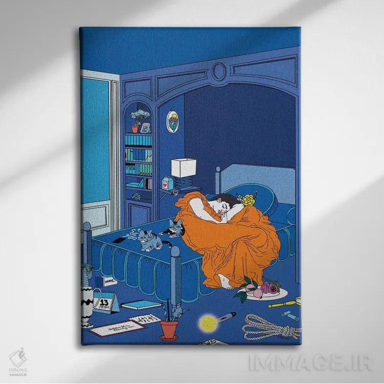 تابلو دکوراتیو ژوئن شعله ور اثر کازمو - نمای روبهرو روی دیوار