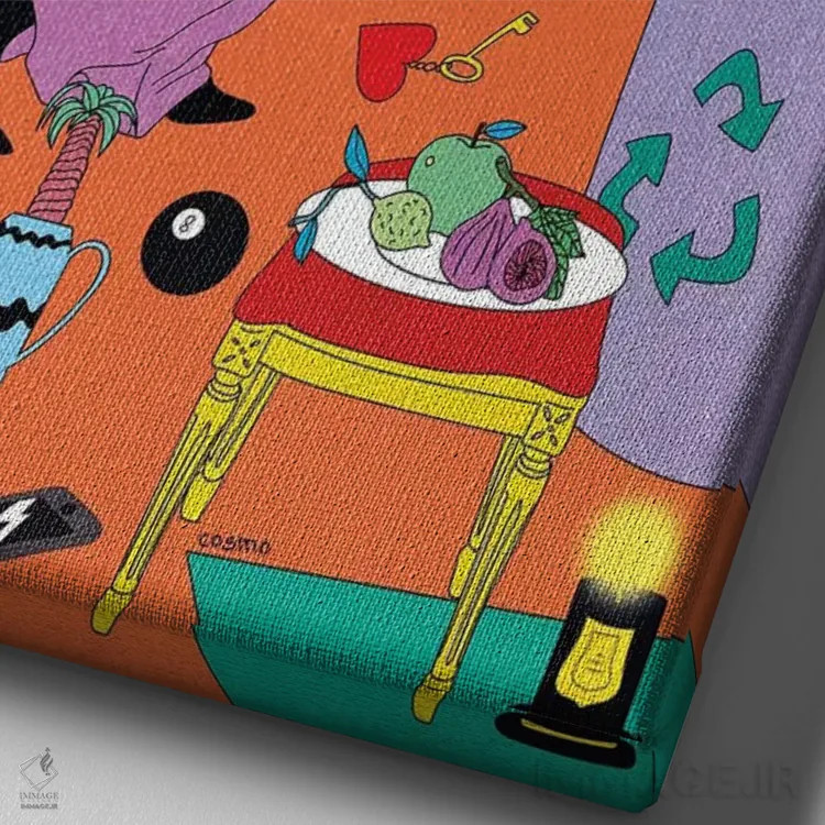 تابلو دکوراتیو خداحافظی با زباله اثر کازمو - نمای نزدیک بافت بوم