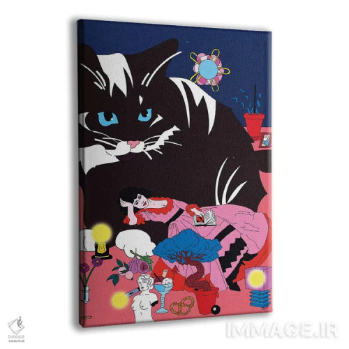 تابلو دکوراتیو گربه ای که دراز کشیده اثر کازمو - نمای پرسپکتیو محصول