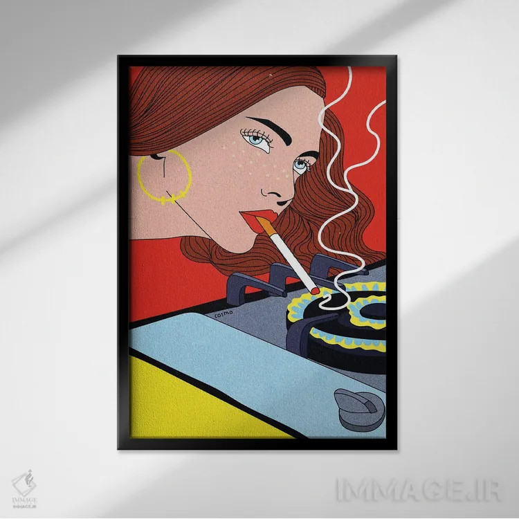 تابلو دکوراتیو روشن شدن اثر کازمو - نمای قابدار مشکی