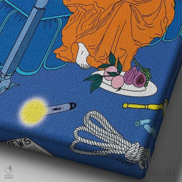 تابلو دکوراتیو ژوئن شعله ور اثر کازمو - نمای نزدیک بافت بوم