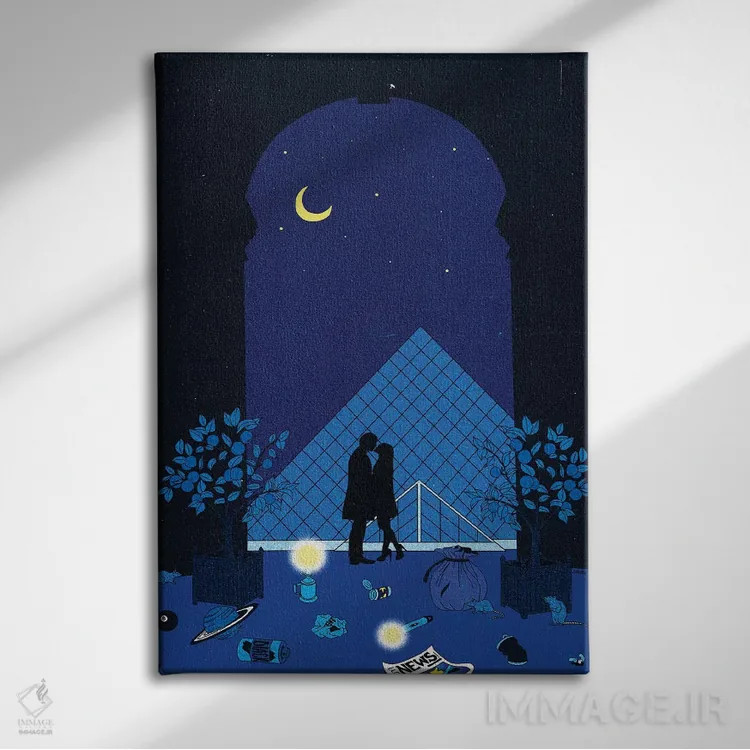 تابلو دکوراتیو نیمه شب در پاریس اثر کازمو - نمای روبهرو روی دیوار