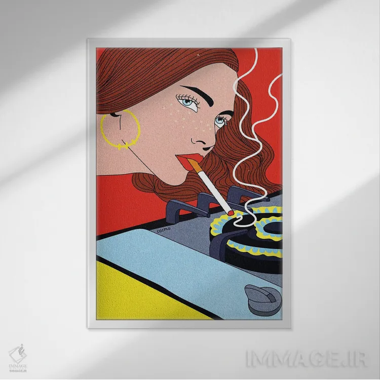 تابلو دکوراتیو روشن شدن اثر کازمو - نمای قابدار سفید