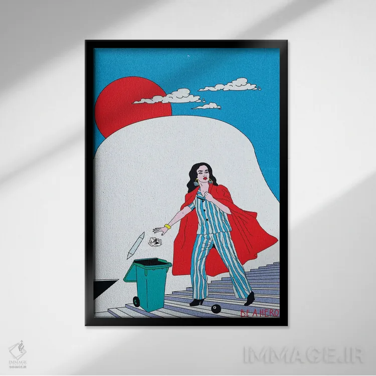 تابلو دکوراتیو قهرمان اثر کازمو - نمای قابدار مشکی