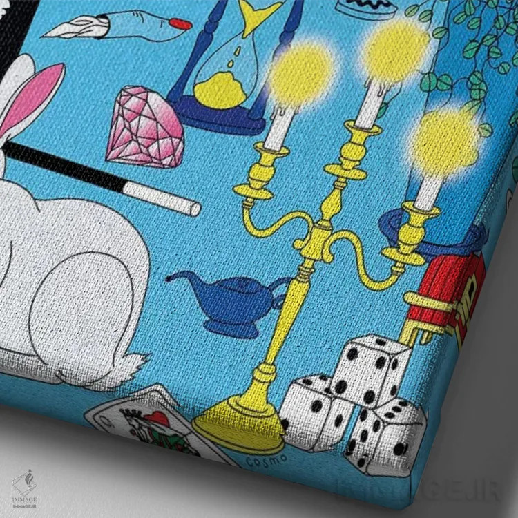 تابلو دکوراتیو جادوگر اثر کازمو - نمای نزدیک بافت بوم