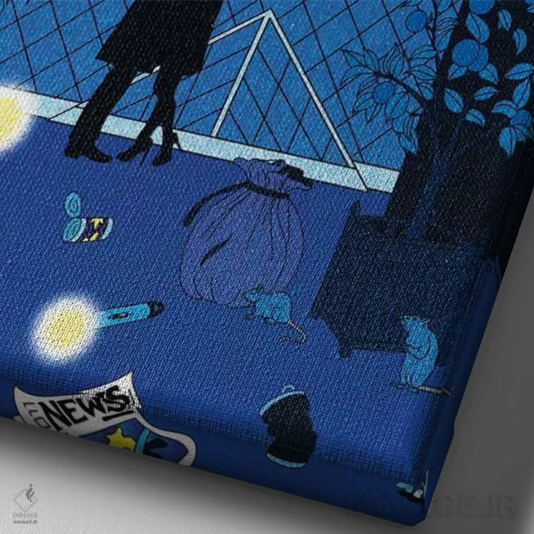 تابلو دکوراتیو نیمه شب در پاریس اثر کازمو - نمای نزدیک بافت بوم