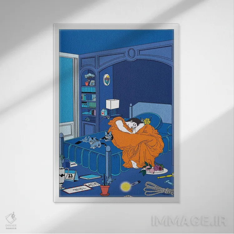 تابلو دکوراتیو ژوئن شعله ور اثر کازمو - نمای قابدار سفید