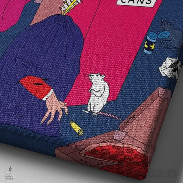 تابلو دکوراتیو سطل ها اثر کازمو - نمای نزدیک بافت بوم