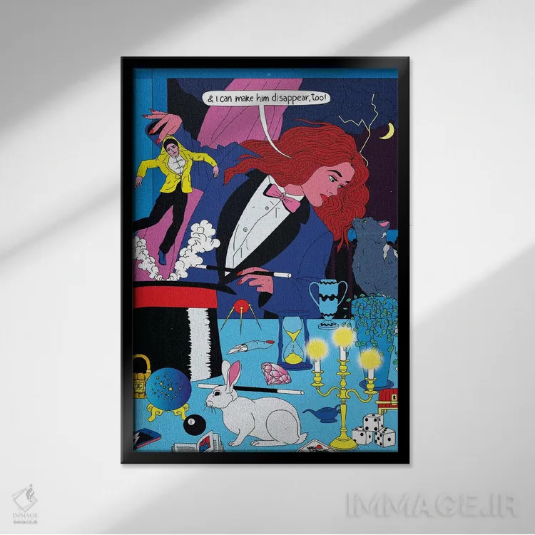 تابلو دکوراتیو جادوگر اثر کازمو - نمای قابدار مشکی