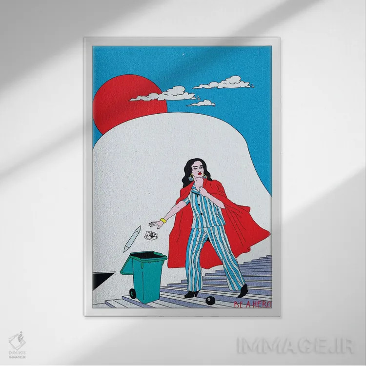 تابلو دکوراتیو قهرمان اثر کازمو - نمای قابدار سفید