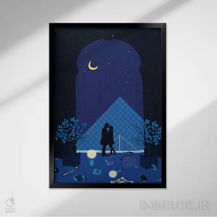 تابلو دکوراتیو نیمه شب در پاریس اثر کازمو - نمای قابدار مشکی