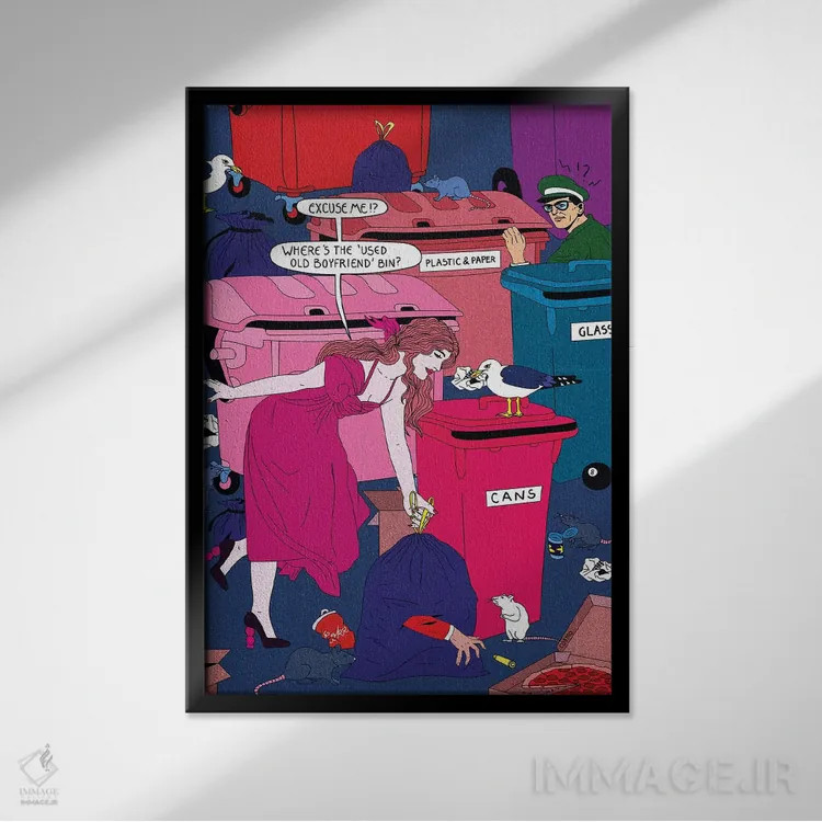 تابلو دکوراتیو سطل ها اثر کازمو - نمای قابدار مشکی