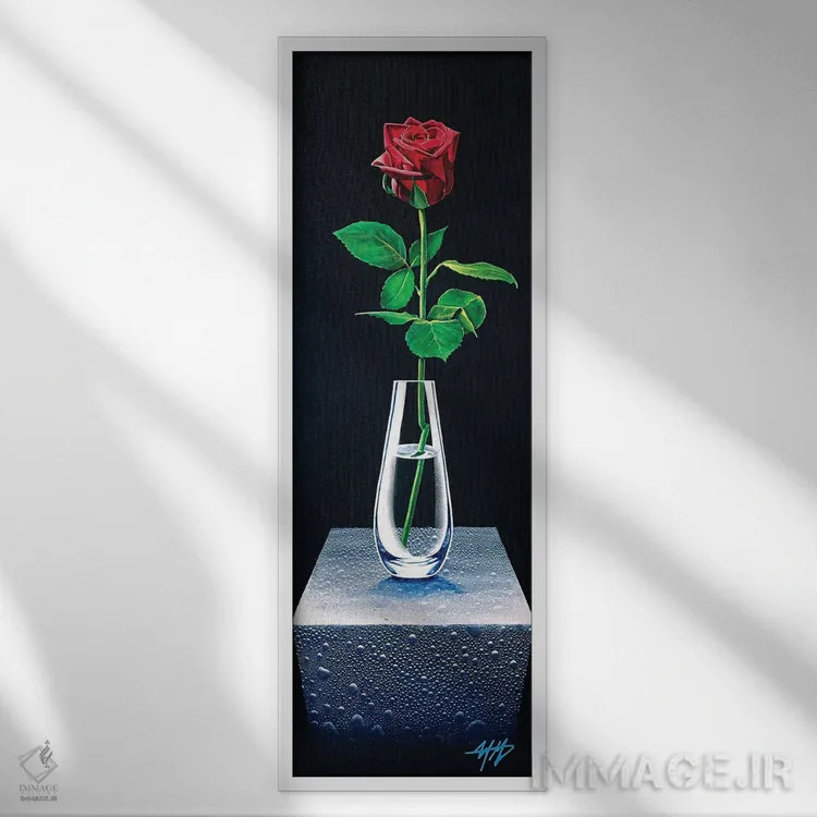 تابلو دکوراتیو رز جاودان اثر مایکل گلدزوایگ - نمای قابدار سفید