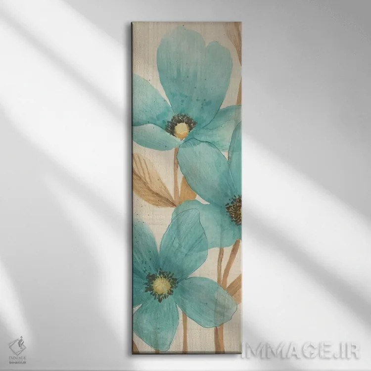 تابلو دکوراتیو گل های آبی ۲ اثر ماژا - نمای روبهرو روی دیوار
