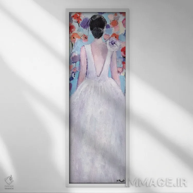 تابلو دکوراتیو گل دار اثر مری پرت - نمای قابدار سفید