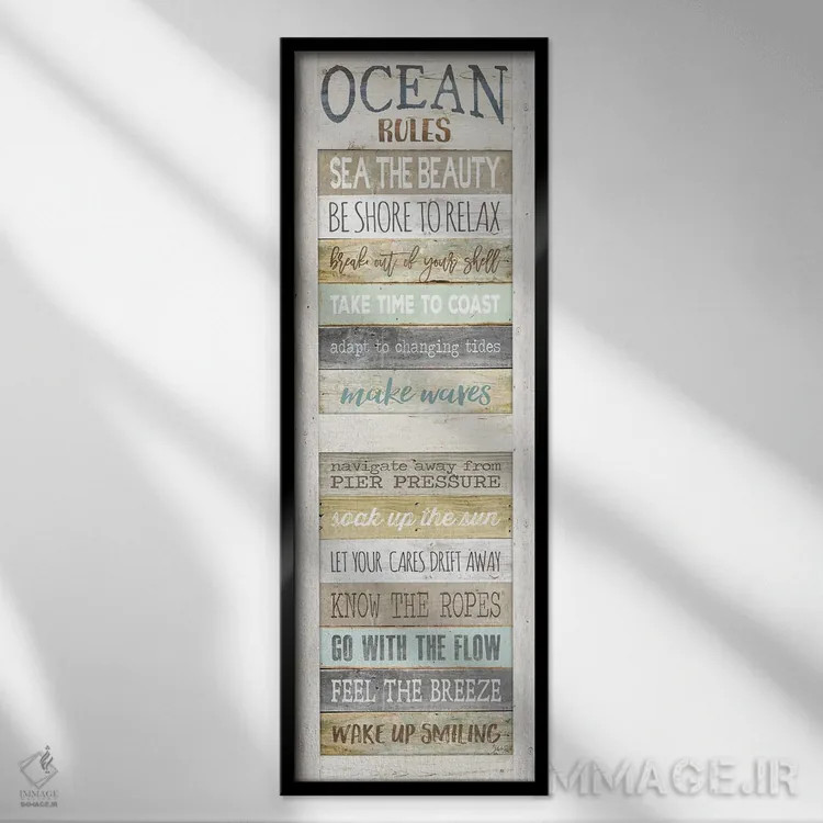تابلو دکوراتیو قوانین دریا اثر مارلا ری - نمای قابدار مشکی