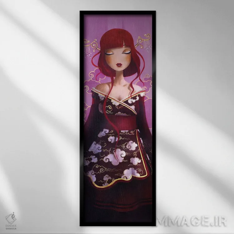 تابلو دکوراتیو ابرهای صورتی اثر میستگری - نمای قابدار مشکی