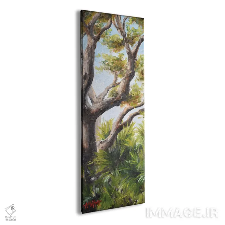 تابلو دکوراتیو نخل ها زیر سایه بلوط اثر آپریل موفات - نمای پرسپکتیو محصول