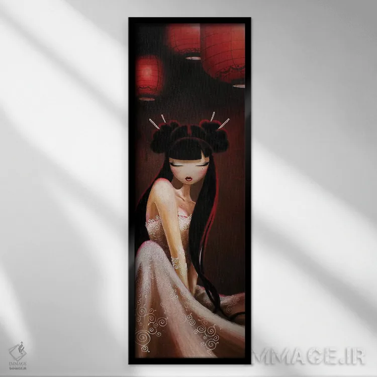 تابلو دکوراتیو فانوس های قرمز اثر میستگری - نمای قابدار مشکی