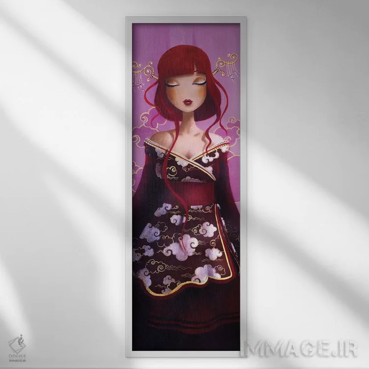 تابلو دکوراتیو ابرهای صورتی اثر میستگری - نمای قابدار سفید