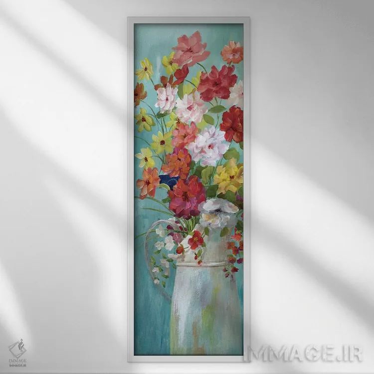 تابلو دکوراتیو دسته گل روستایی ۱ اثر نان - نمای قابدار سفید