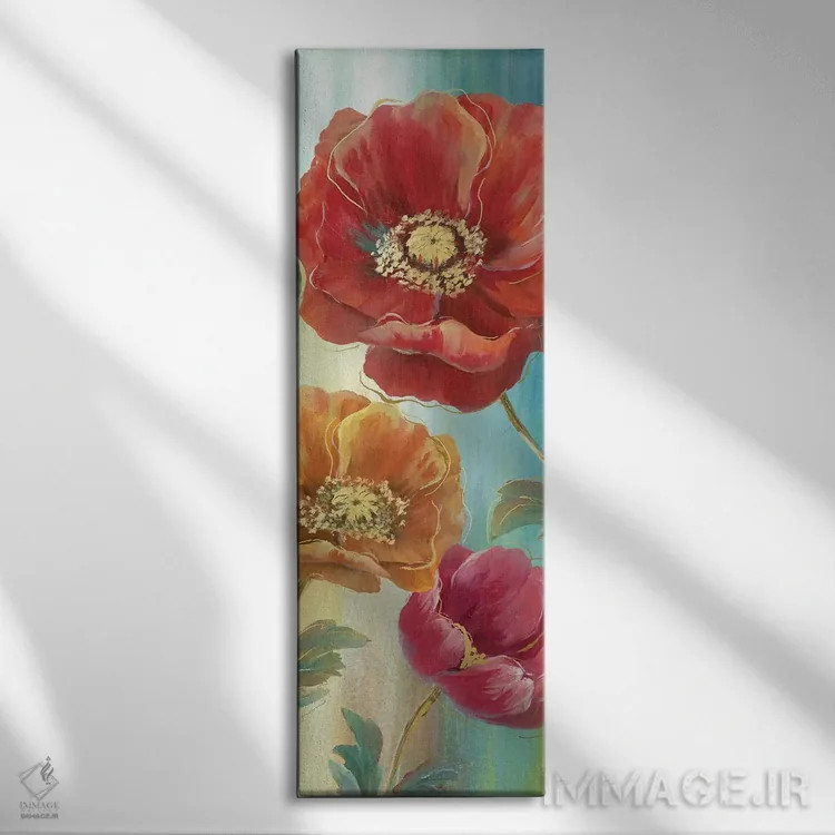 تابلو دکوراتیو پانل شقایق قرمز دو اثر نان - نمای روبهرو روی دیوار