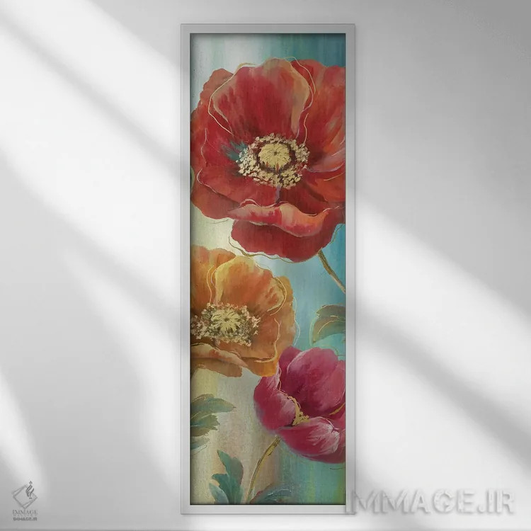 تابلو دکوراتیو پانل شقایق قرمز دو اثر نان - نمای قابدار سفید