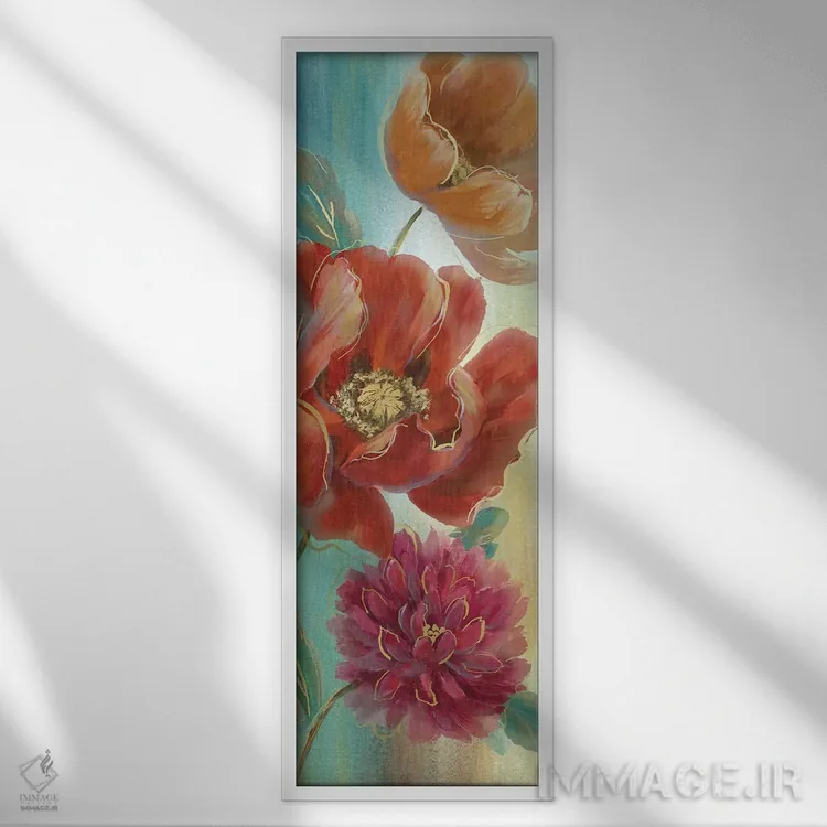 تابلو دکوراتیو پانل شقایق قرمز یک اثر نان - نمای قابدار سفید