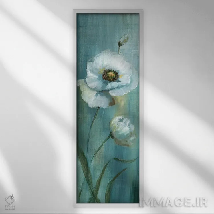 تابلو دکوراتیو شقایق نسیم دریا یک اثر نان - نمای قابدار سفید