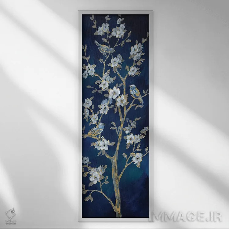 تابلو دکوراتیو بهار نیلی II اثر نان - نمای قابدار سفید