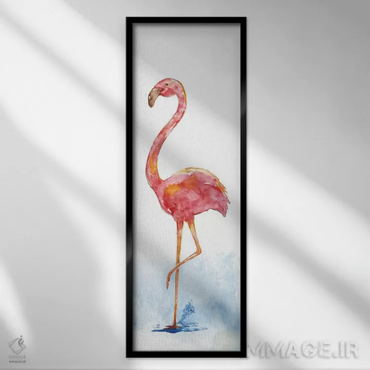 تابلو دکوراتیو آب پاشی فلامینگو II اثر نان - نمای قابدار مشکی