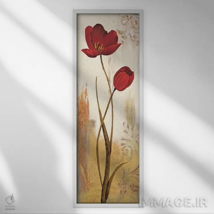 تابلوی گل لاله اثر ناتالی بسون - نمای قابدار سفید