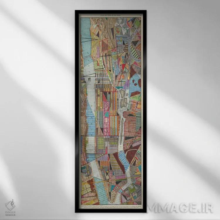تابلو مدرن نقشه مدرن نیویورک ۳ اثر نیکی گالا پون - نمای قابدار مشکی