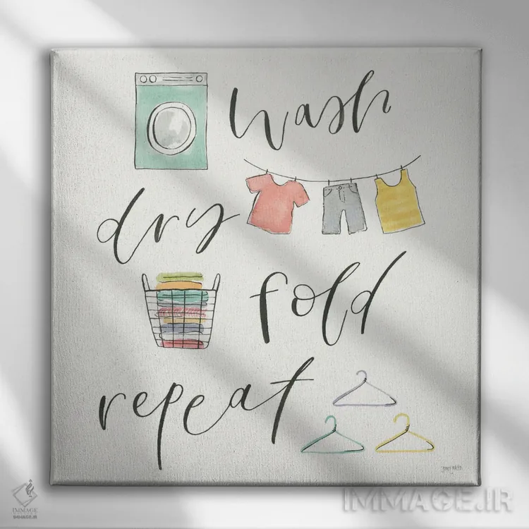 تابلو مینیمال بشویید. خشک کنید. تا کنید. تکرار کنید ۵ اثر جنایا جکسون - نمای روبهرو روی دیوار