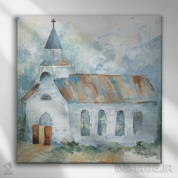 تابلو مدرن نزدیک صلیب اثر جنیفر هولدن - نمای روبهرو روی دیوار