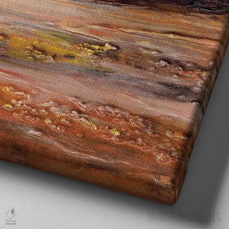 تابلو انتزاعی درخشش غروب یک اثر جولیا دی سانو - نمای نزدیک بافت بوم