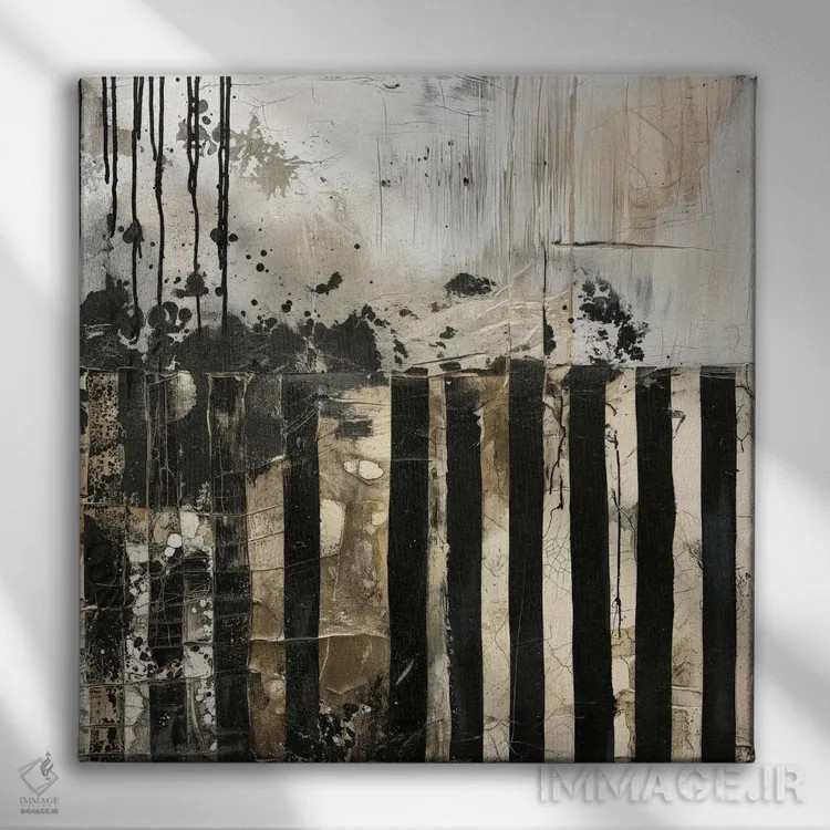 تابلو انتزاعی ترکیب I اثر جی.دی. لوئیس - نمای روبهرو روی دیوار