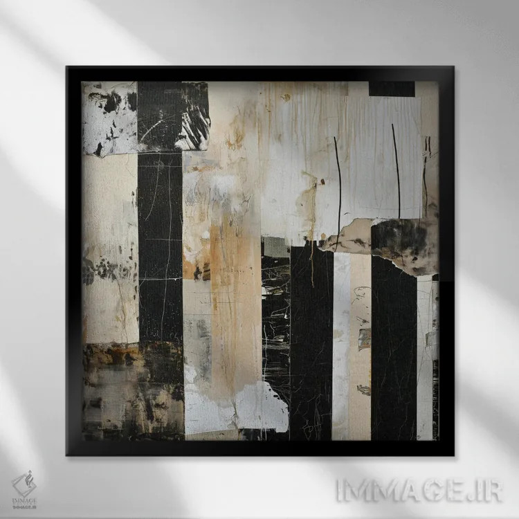 تابلو انتزاعی ترکیب IV اثر جی.دی. لوئیس - نمای قابدار مشکی