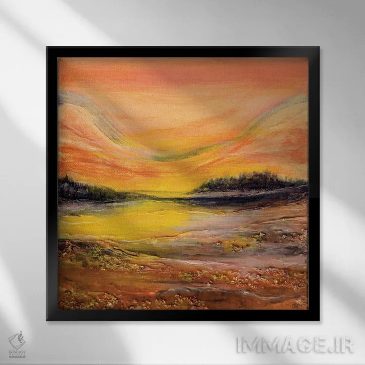 تابلو انتزاعی درخشش غروب یک اثر جولیا دی سانو - نمای قابدار مشکی