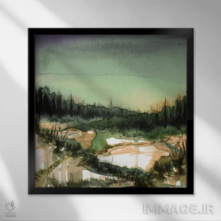 تابلو مدرن غلبه طبیعت سه اثر جولیا دی سانو - نمای قابدار مشکی