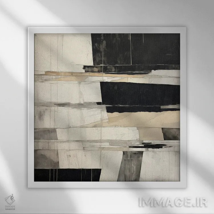 تابلو انتزاعی میان مرزی V اثر جی.دی. لوئیس - نمای قابدار سفید