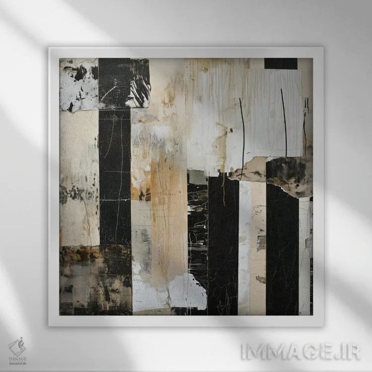 تابلو انتزاعی ترکیب IV اثر جی.دی. لوئیس - نمای قابدار سفید