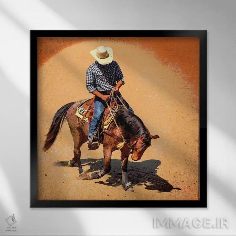 تابلو دکوراتیو کابوی اثر جری کوارت - نمای قابدار مشکی